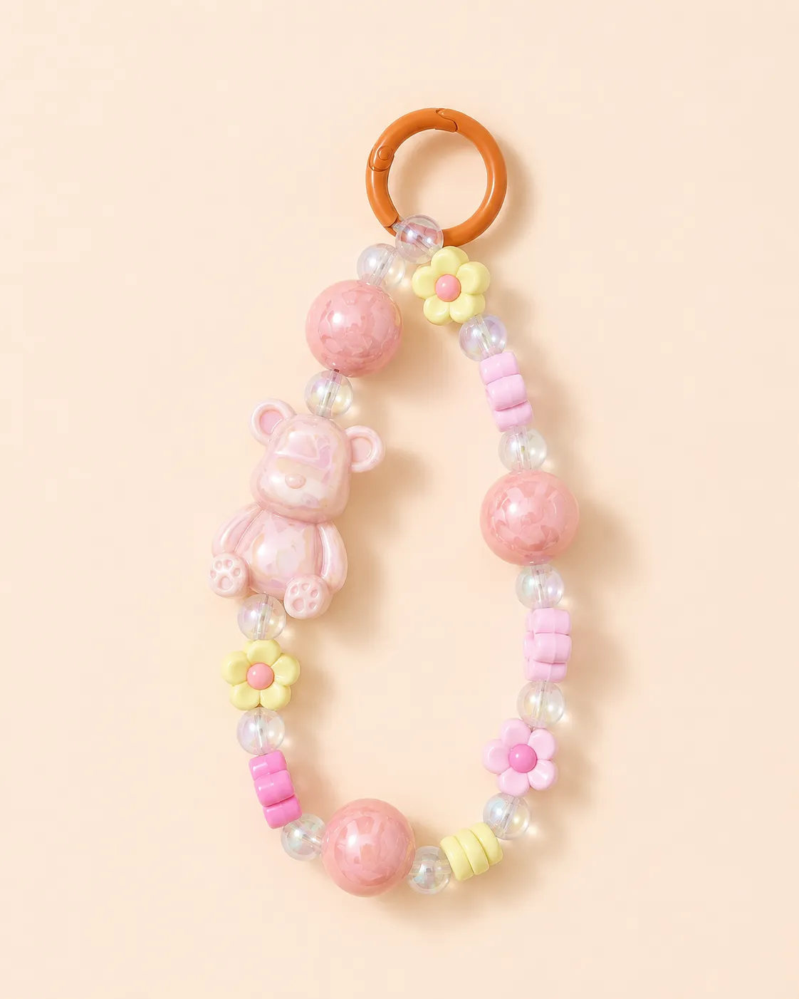 Pink Teddy Garden Phone Charm